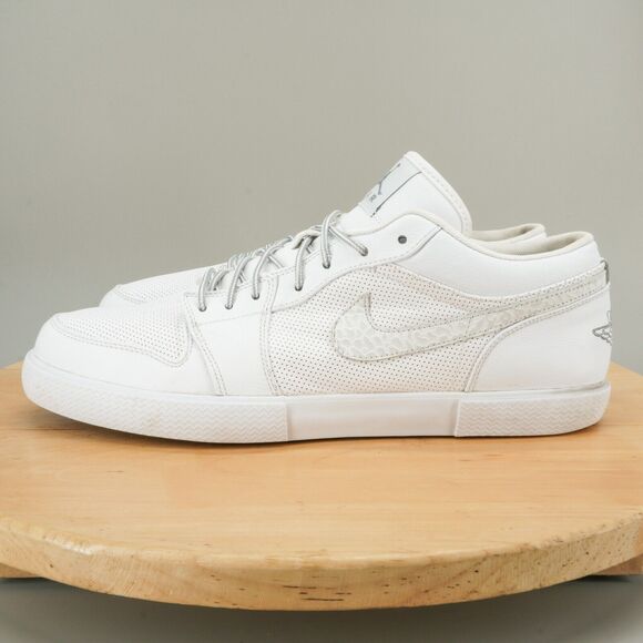 Nike Air Jordan Retro V.1 Men's Size 14 Shoes White Stealth Leather Sneakers - Picture 3 of 9